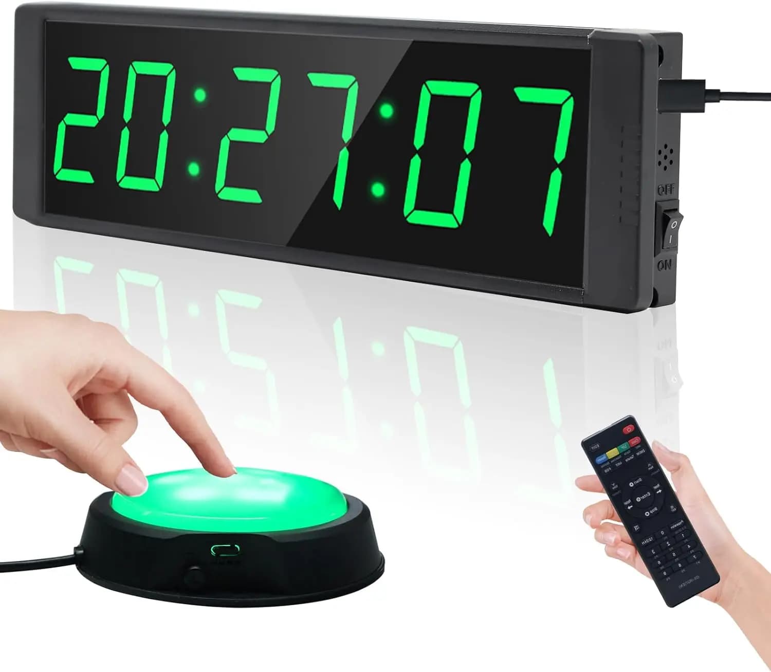 Relógio Temporizador para Academia em Casa, Cronômetro de Fitness com Botão Iniciar/Parar, Temporizador de Intervalo para Treino, Relógio Digital