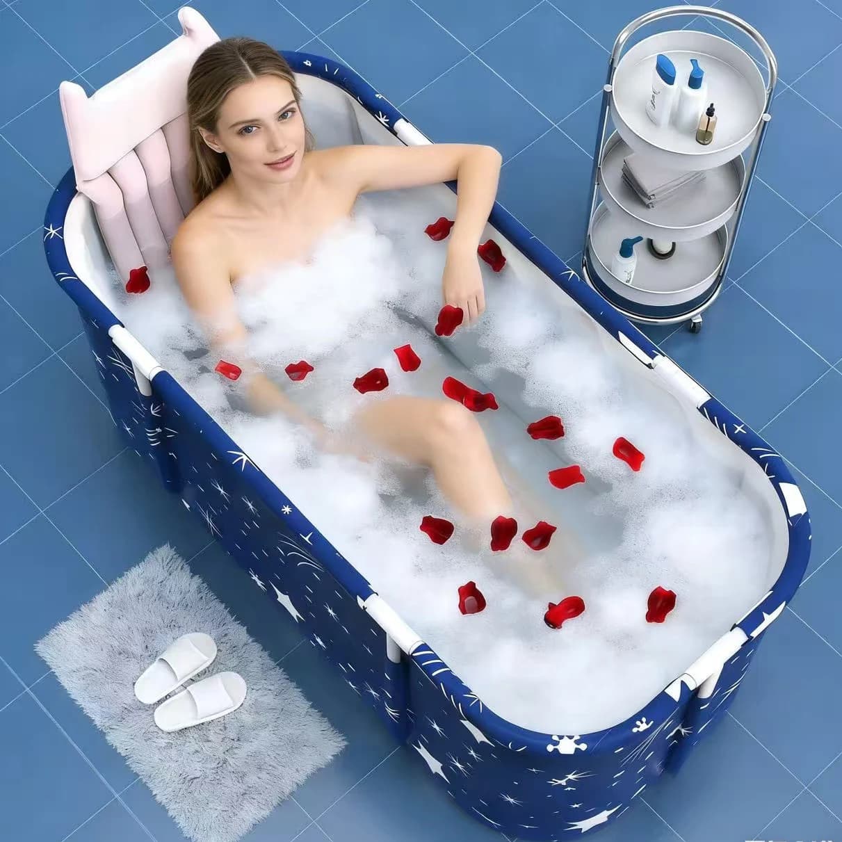 Banheira dobrável portátil para adultos e crianças, balde de banho, corpo bidê, grande capacidade, banheira dobrável, barril SPA