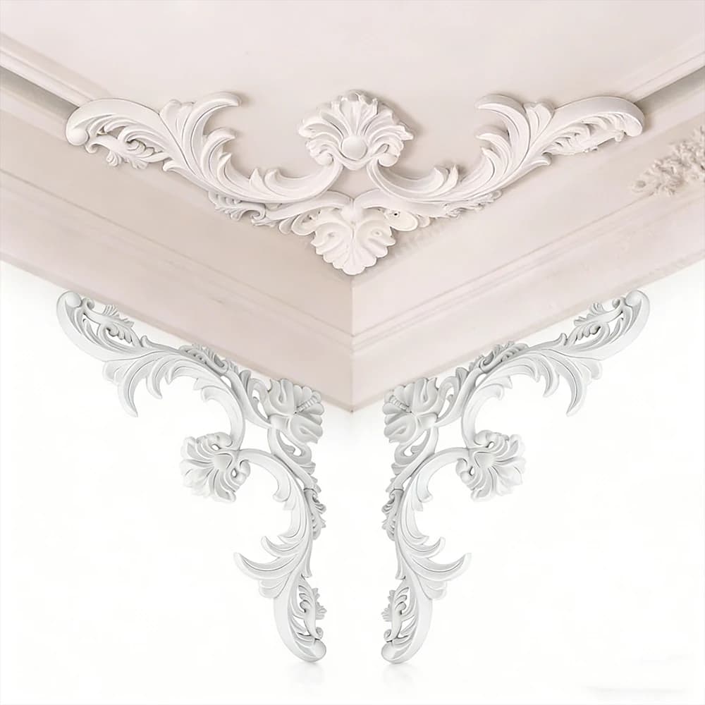 Moldura Decorativa de Canto para Teto em PU, Painéis de Acabamento Floral para Decoração de Teto e Parede