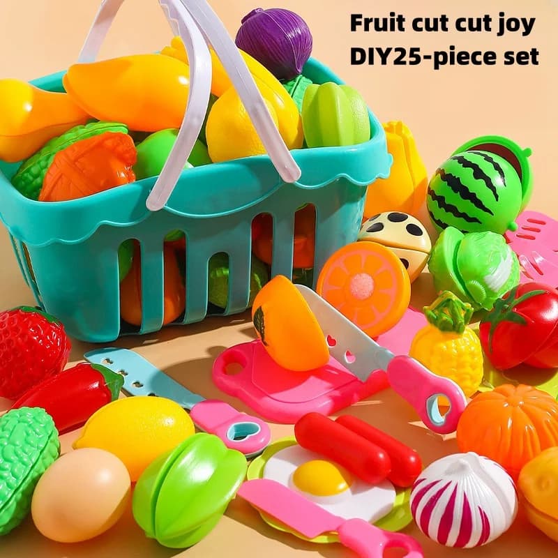 25 pçs conjunto diy corte de frutas música brinquedo simulação vegetal frutas e vegetais brinquedo das crianças menina menino cozinha conjunto