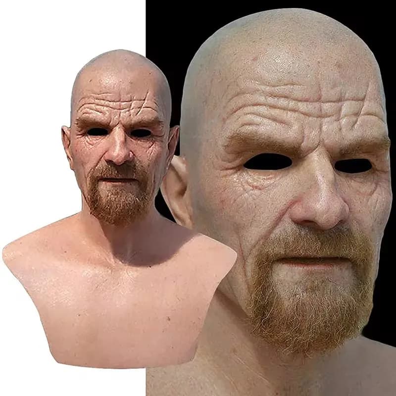Máscara Mr White Bald para Homem, Old Man Chapelaria, Cosplay Adereços, Acessórios de Fotografia, Real, Novo