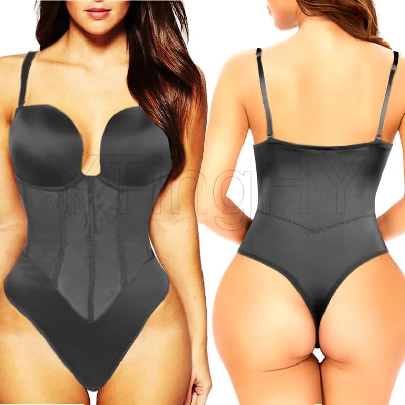 Vestido bodysuits shapewear corpo shaper fajas colombiano cintas u mergulho sexy sutiã tanga roupa interior para cintura trainer push up espartilho