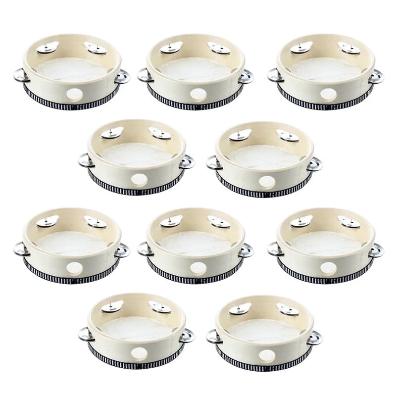 Round Musical Tambourine Drum, Tamborine percussão, Presente para KTV Party, 6 ", 10 Pcs