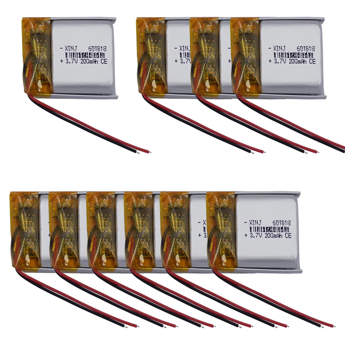 10 unidades 3,7 V 200 mAh 0,74 Wh bateria recarregável de polímero de lítio 601818   Para câmera de carro GPS gravador de condução alto-falante