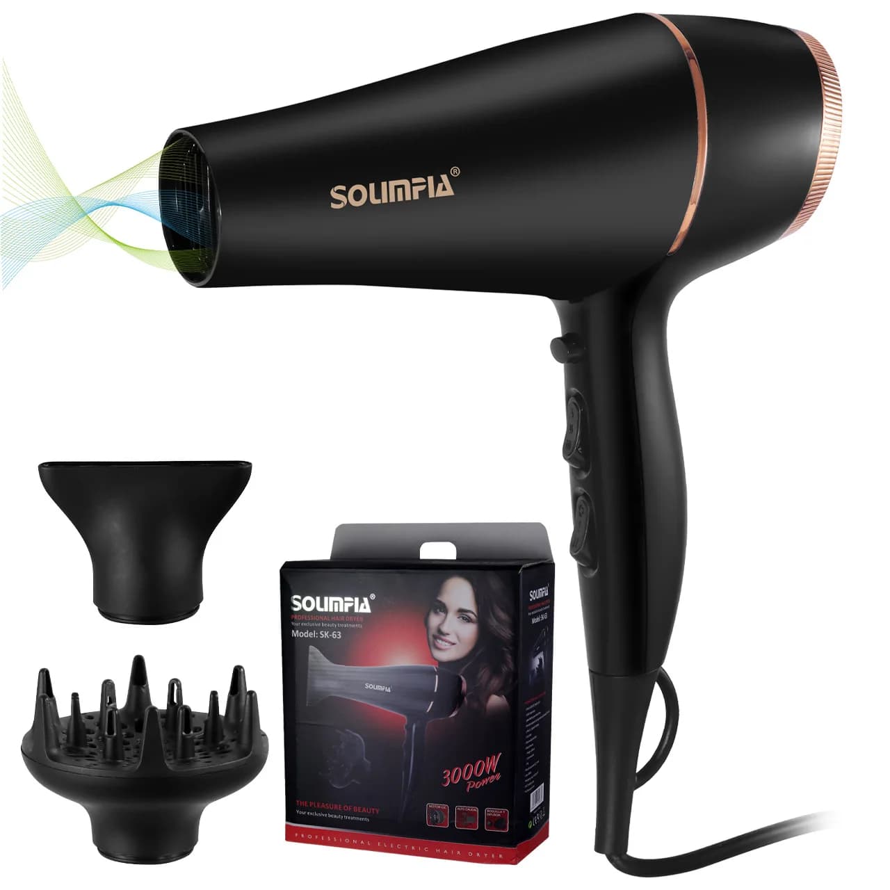 Secador de cabelo profissional de 6 níveis, salão de beleza, grau industrial, secagem rápida, alta temperatura, ferramenta de estilo de cabelo,