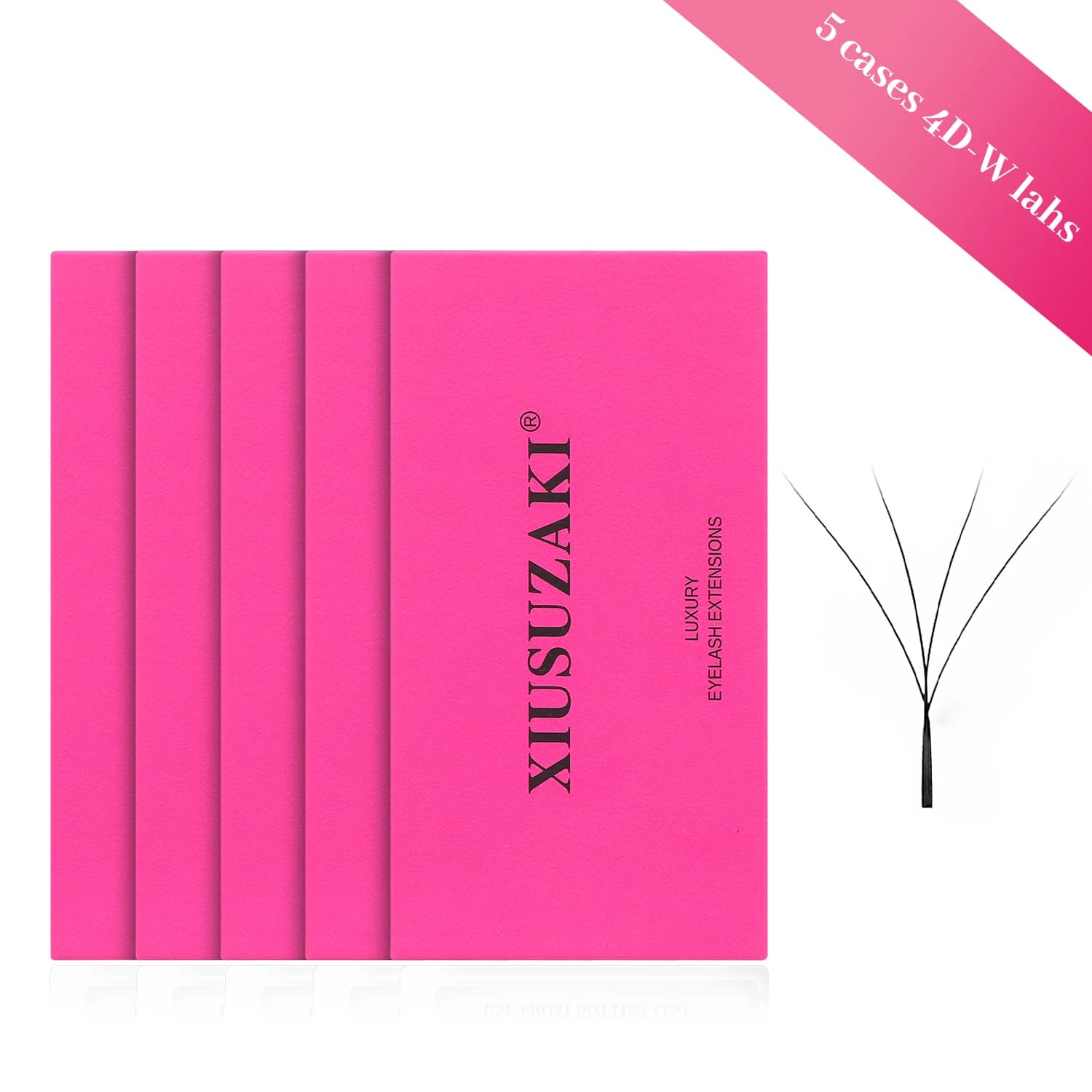 XIUSUZAKI 5 Bandejas/lote Extensões de Cílios 4D em Formato W, Fans de Volume Pré-fabricados, Extensões de Cílios Matte Black Macias Premium