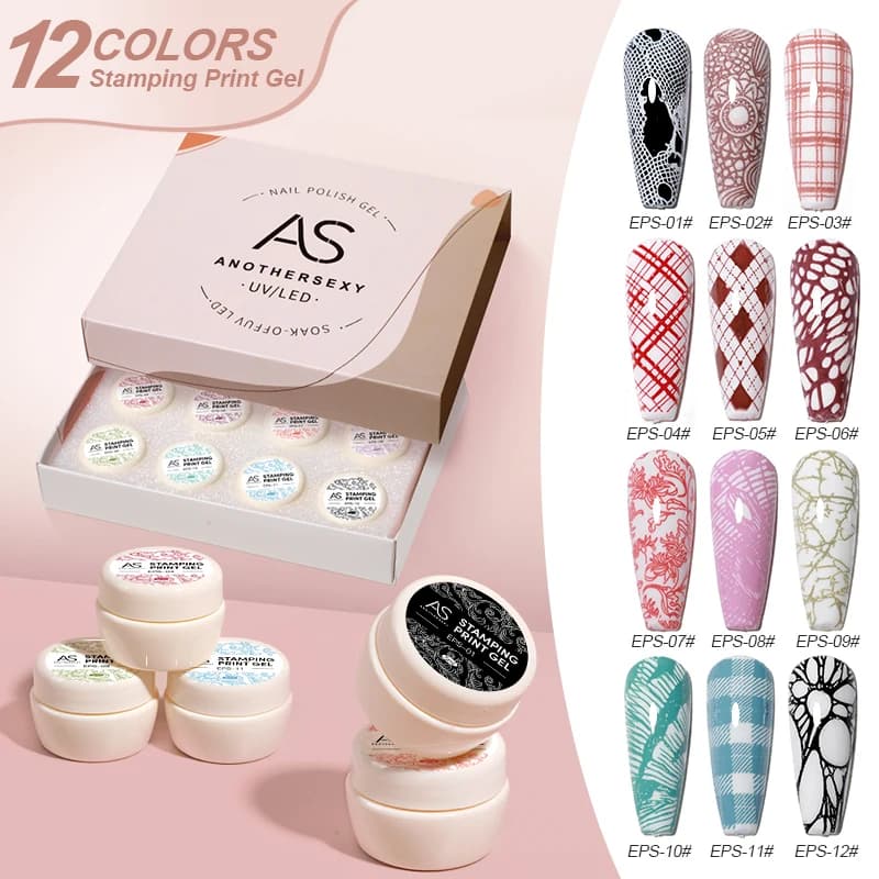 Conjunto de esmaltes em gel para estampagem de unhas, preto, branco, vermelho, azul, laca de impressão para placa de estampagem, 12 cores, kit de