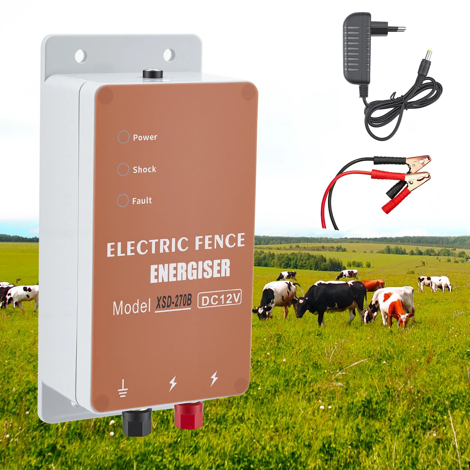 Eletrificador de Cerca Eletrônica por Pulso de 10KM (5 Milhas) para Animais, Cães, Gado, Aves e Pecuária - 1.5 Joules - Eletrificador Elétrico