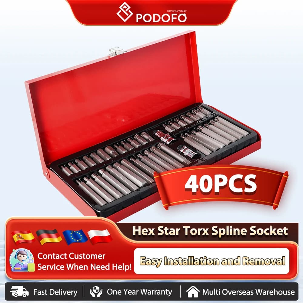 Podofo 40 peças de broca em forma de estrela/broca em forma de flor/broca hexagonal interna/broca em forma de ameixa/mucha de ângulo/chave de