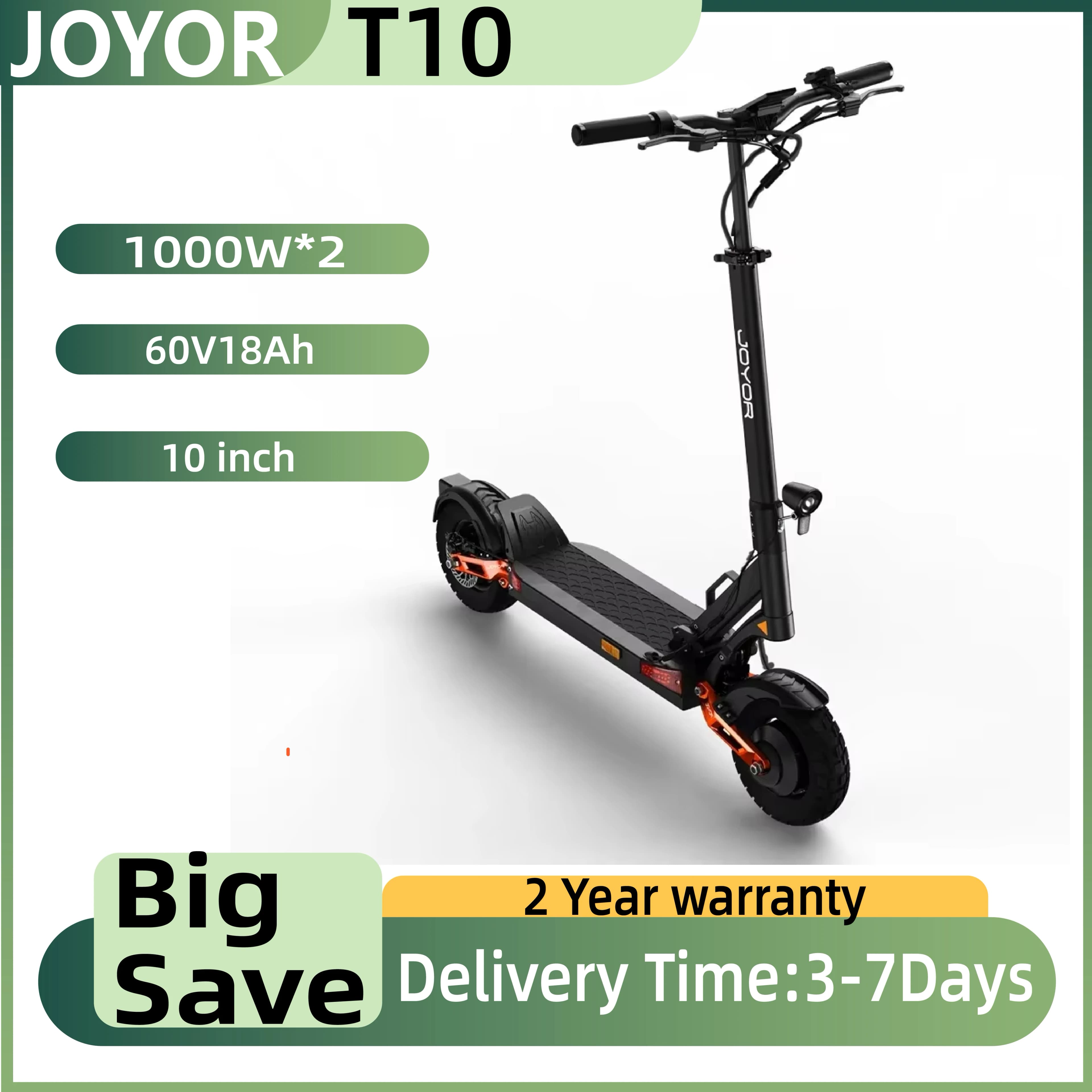 Joyor t10 scooter elétrico adulto 1000w * 2 motor 60v18ah bateria fora de estrada escooter 10 "pneu fora de estrada dobrável e-scooter