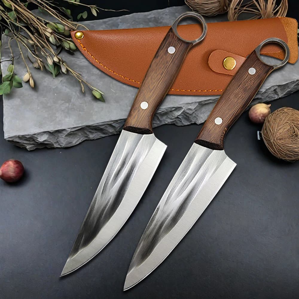 Cutelo de corte de desossa de chef forjado faca de cozinha profissional para carne aves açougueiro descascando faca de grelha com bainha
