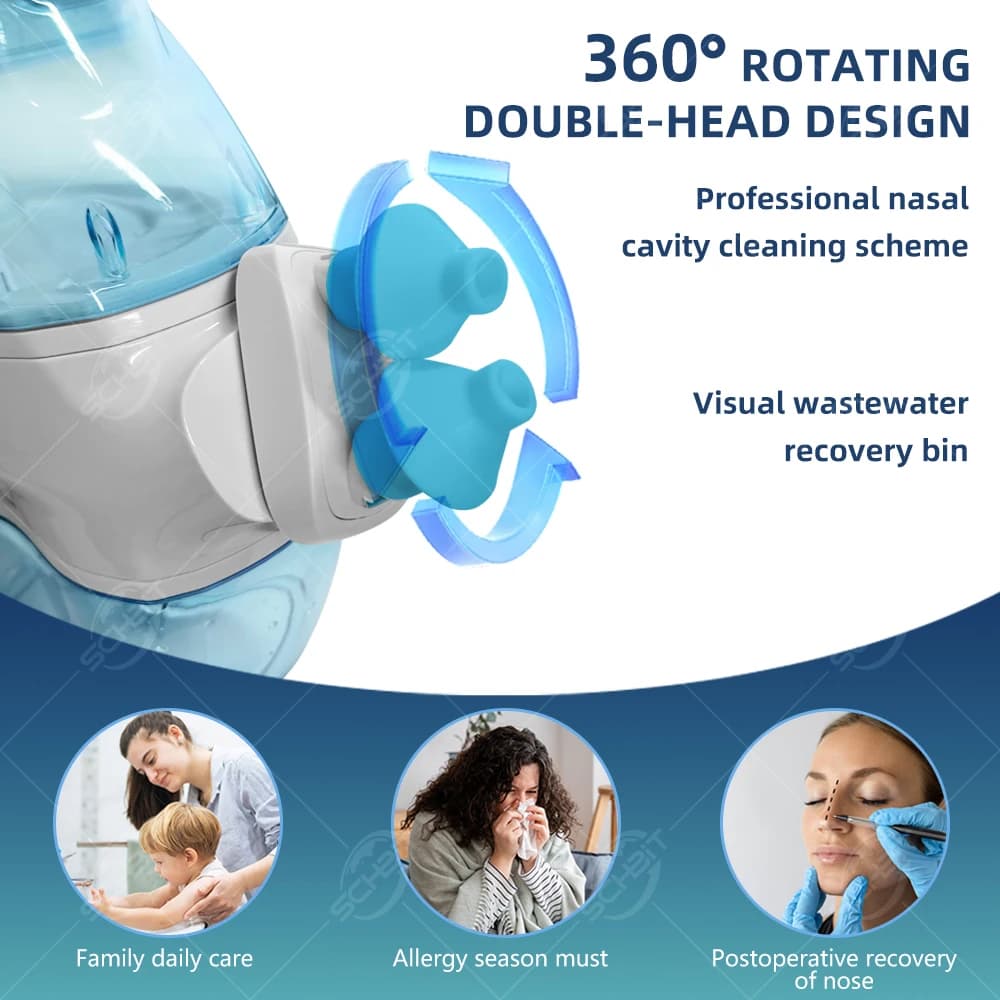 Irrigador nasal 360 °   Limpeza da Cavidade Nasal: Aparelho Elétrico para Manter o Nariz Limpo e Saudável