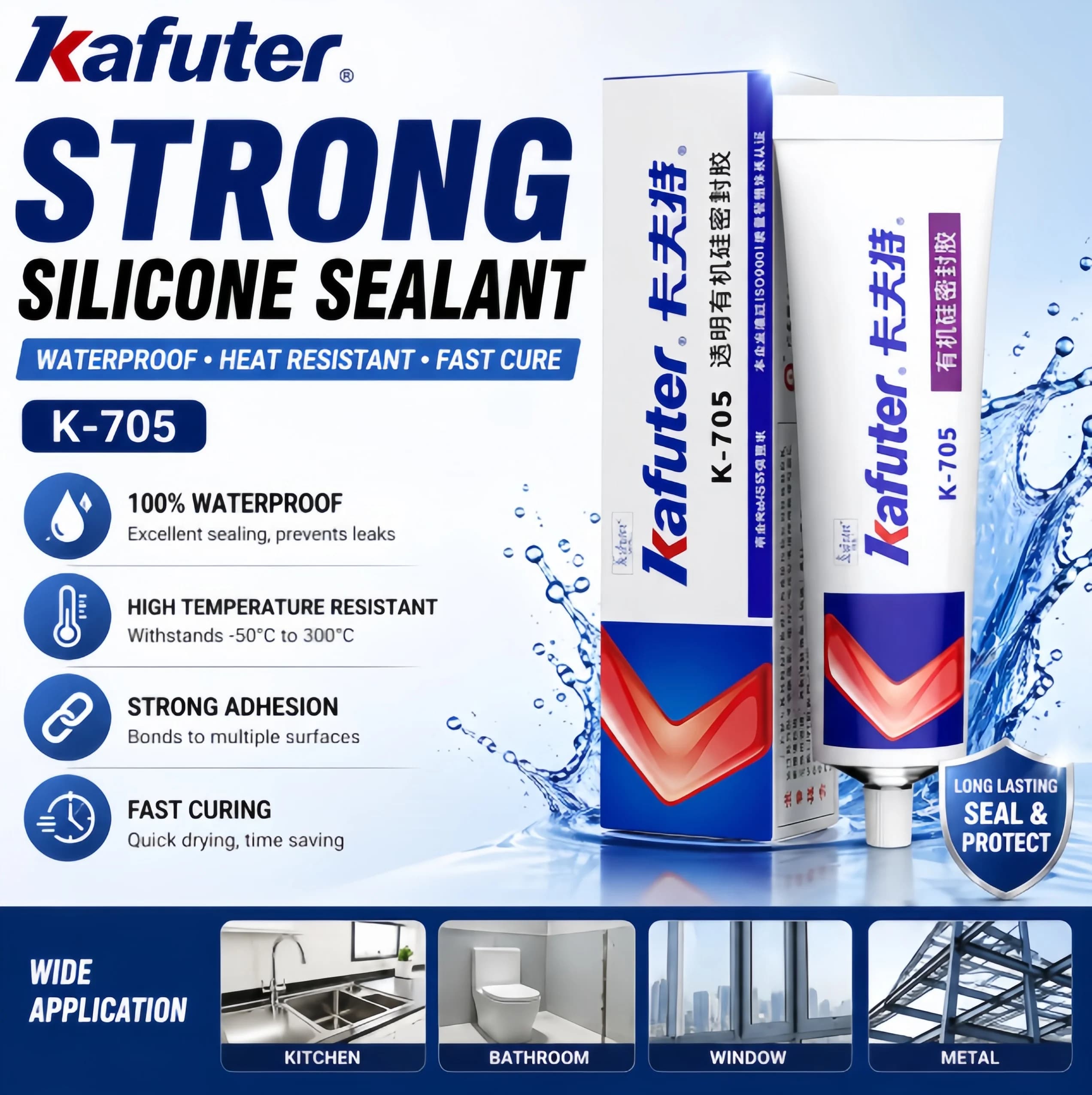 Atacado 5 unidades Kafuter K-705 adesivo de silicone transparente RTV selante adesivo elétrico à prova d'água