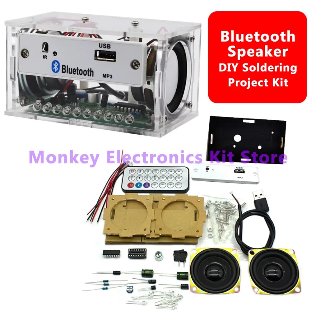 Kit eletrônico de alto-falante bluetooth, faça você mesmo, branco, projeto de solda, kit eletrônico, prática de ensino, kit de alto-falante