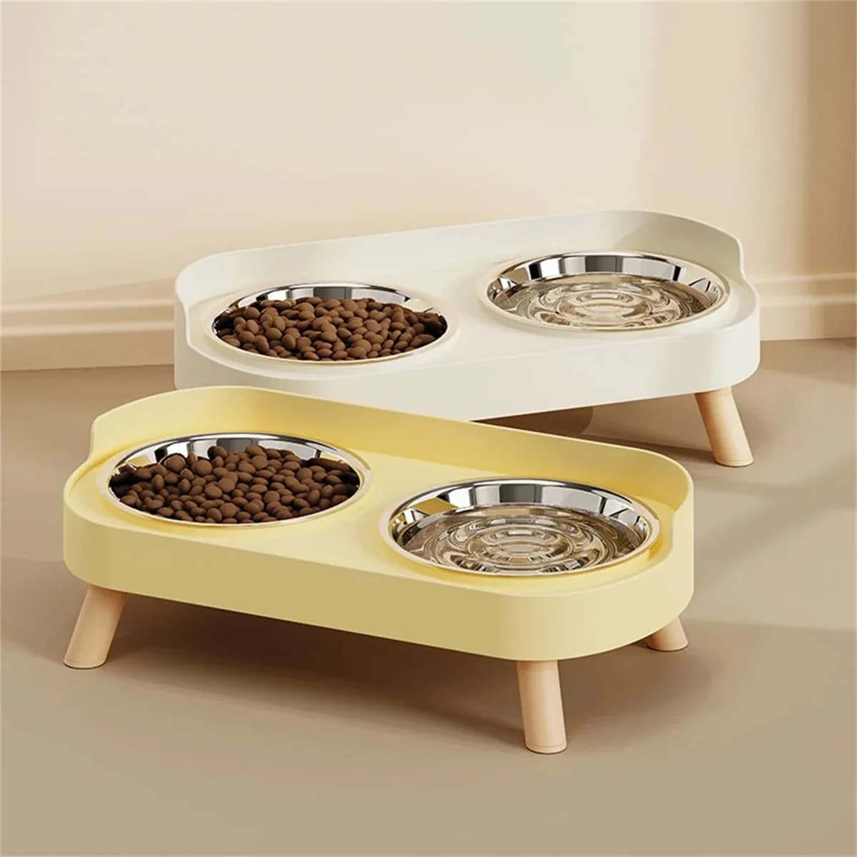 Tigela Dupla Colorida de Aço Inoxidável para Animais de Estimação, Grande Capacidade, Design Moderno, para Cães e Gatos, para Ração e Água