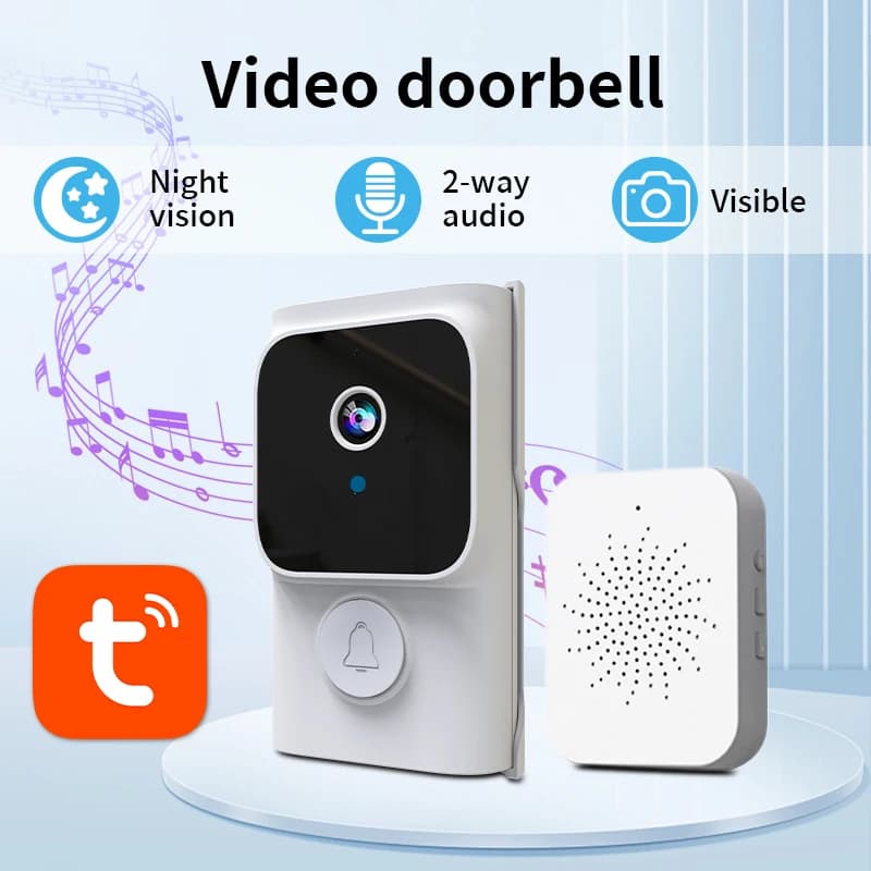 Tuya app armazenamento em nuvem gratuito wi fi campainha baixo consumo acordar campainha visual olho mágico da porta de segurança em casa carrilhão