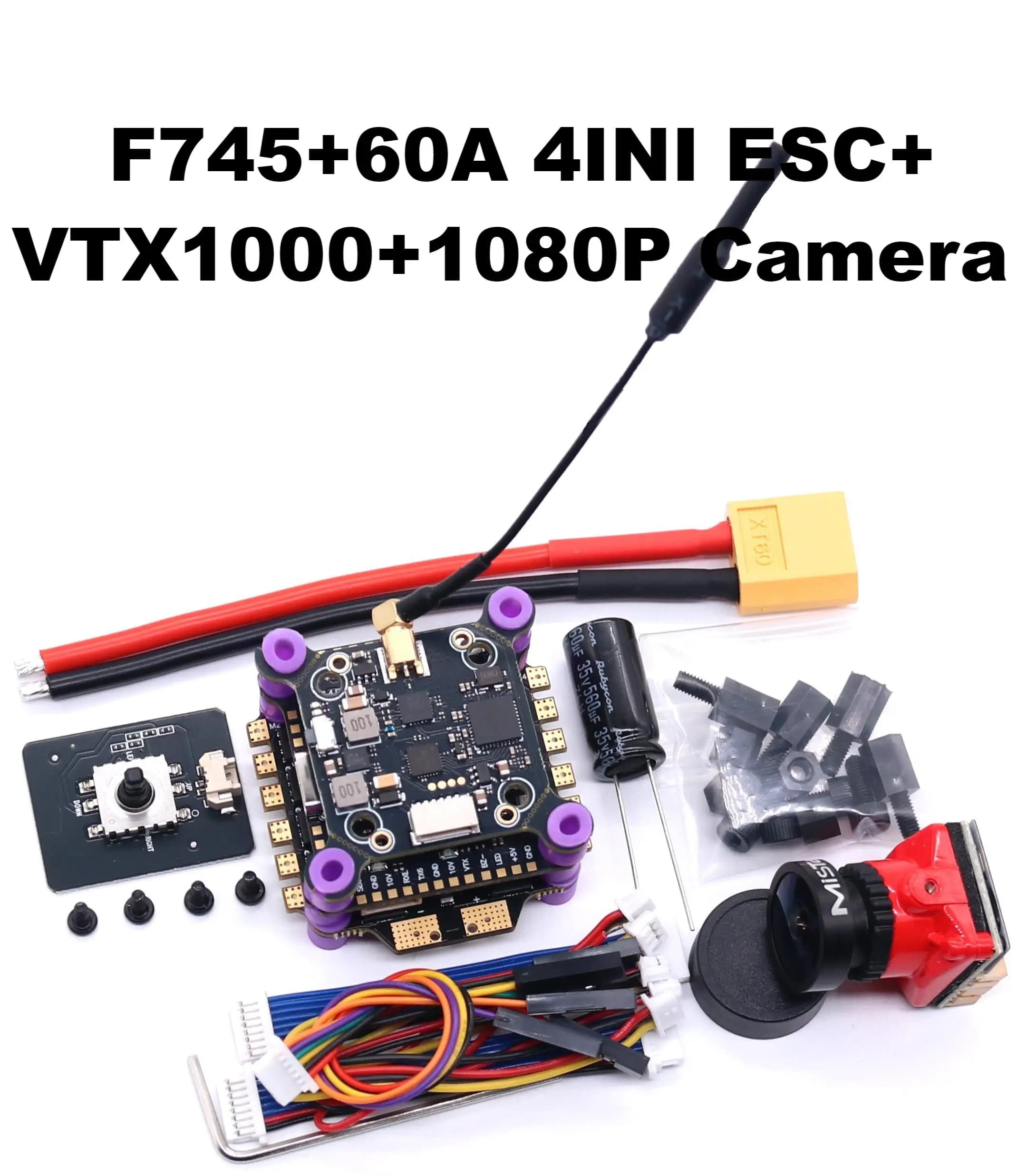 Controlador de Voo F722 F7/F745 V2 H743 45A/60A 4INI ESC VTX1000 Câmera de Vídeo 1080P INAV Betaflight para Drone RC FPV
