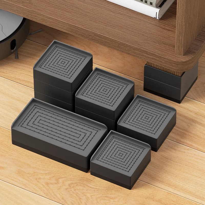 Almofadas de elevação de móveis de 4 pacotes (se encaixam no sofá/mesa de chá/armário de sapatos) – Almofadas de pés de aumento ajustáveis