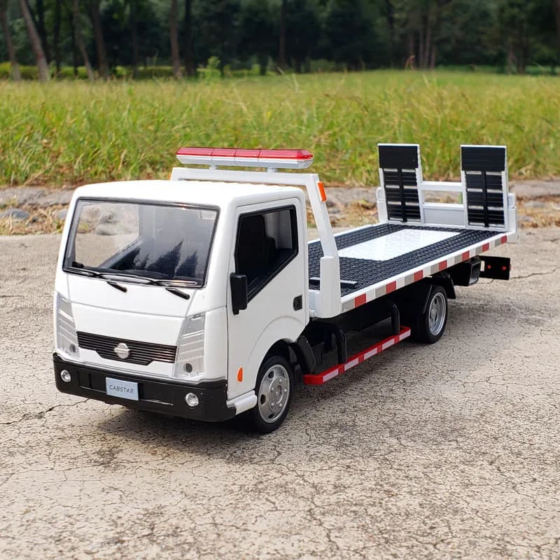 1/32 plataforma reboque caminhão liga fundida brinquedo modelo de carro som e luz brinquedo das crianças colecionáveis presente aniversário