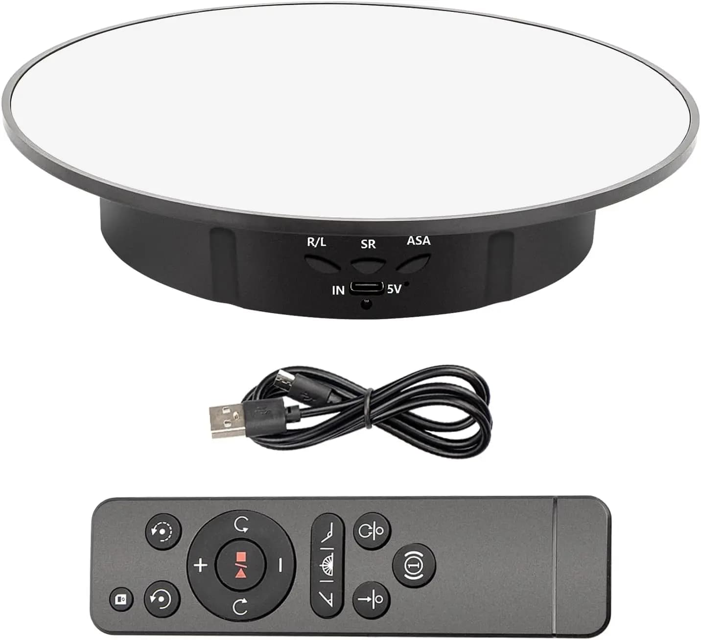 Suporte de exibição giratório 360, mesa giratória motorizada com controle remoto de espelho superior de 7,9 polegadas alimentada por USB para
