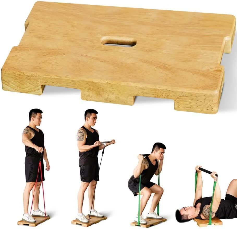 Prancha de fitness de madeira, plataforma de exercícios ou prancha de exercícios de madeira para exercícios de banda de resistência, treino de