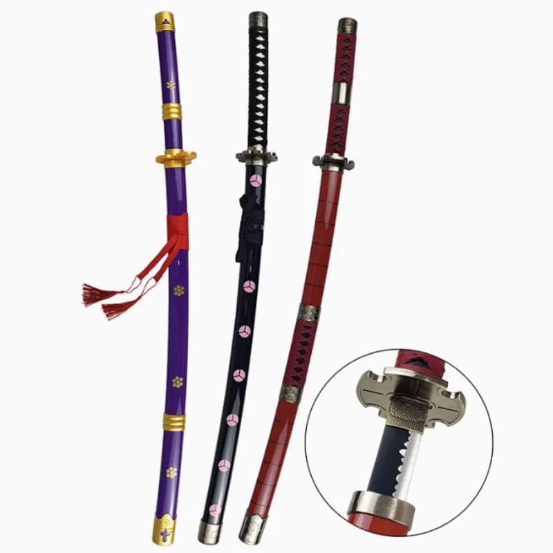 Espada Katana Roronoa Zoro de 72cm para Cosplay de Anime, Espada Preta Yama de PU, para Role Playing, Aki Mizu Samurai, One Piece, Presente para Fãs
