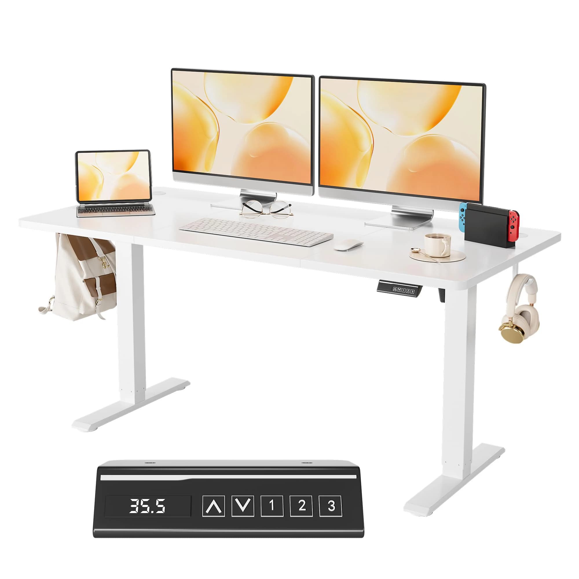 Mesa Elétrica com Altura Ajustável, Mesa Ergonômica para Sentar e Ficar em Pé com Função de Memória, Mesa de Computador para Home Office e