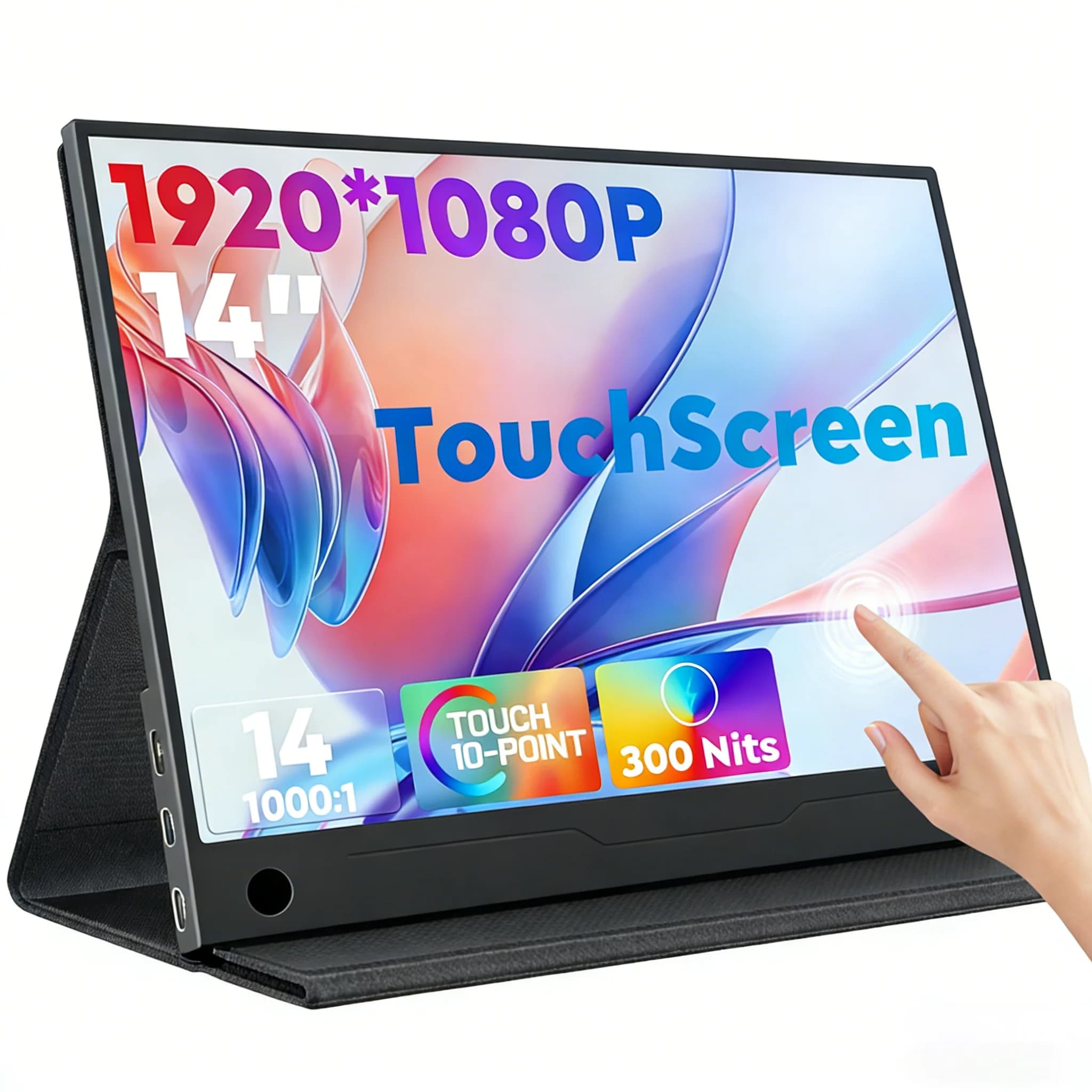Monitor Portátil Touch Amoudo de 14 Polegadas 1920 X 1080P, Segunda Tela FHD Leve e Fina com USB Tipo-C e Mini HDMI para Extensão de Tela