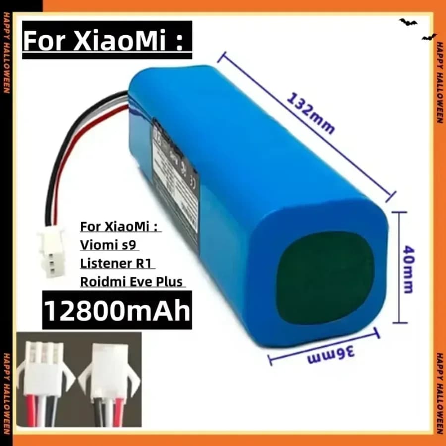 Bateria de íon-lítio 12.8ah 14.4v para xiaomi lydsto r1 viomi s9 roidmi eve plus robô aspirador de pó bateria 18650 bateria de íon-lítio