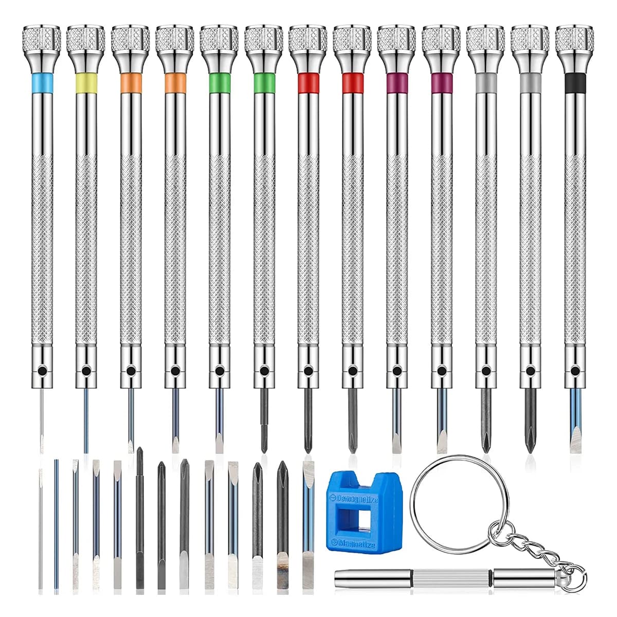 Conjunto de chave de fenda de precisão 0.6-2.0mm, kit de chave de fenda micro cruzada de aço de alta dureza para relógio doméstico, óculos,