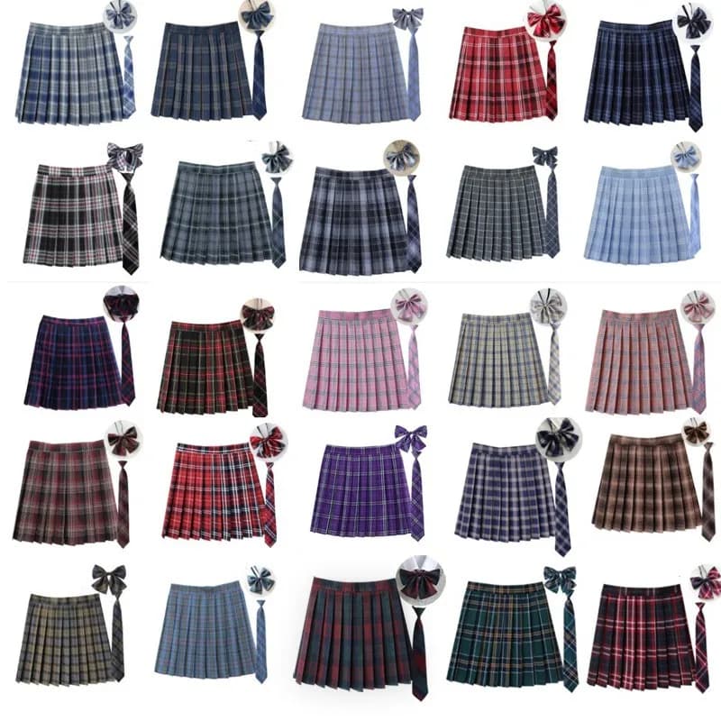 Mulheres verão xadrez saia plissada com gravata borboleta coreano jk saia uniforme escola japonesa preppy uma linha mini saias