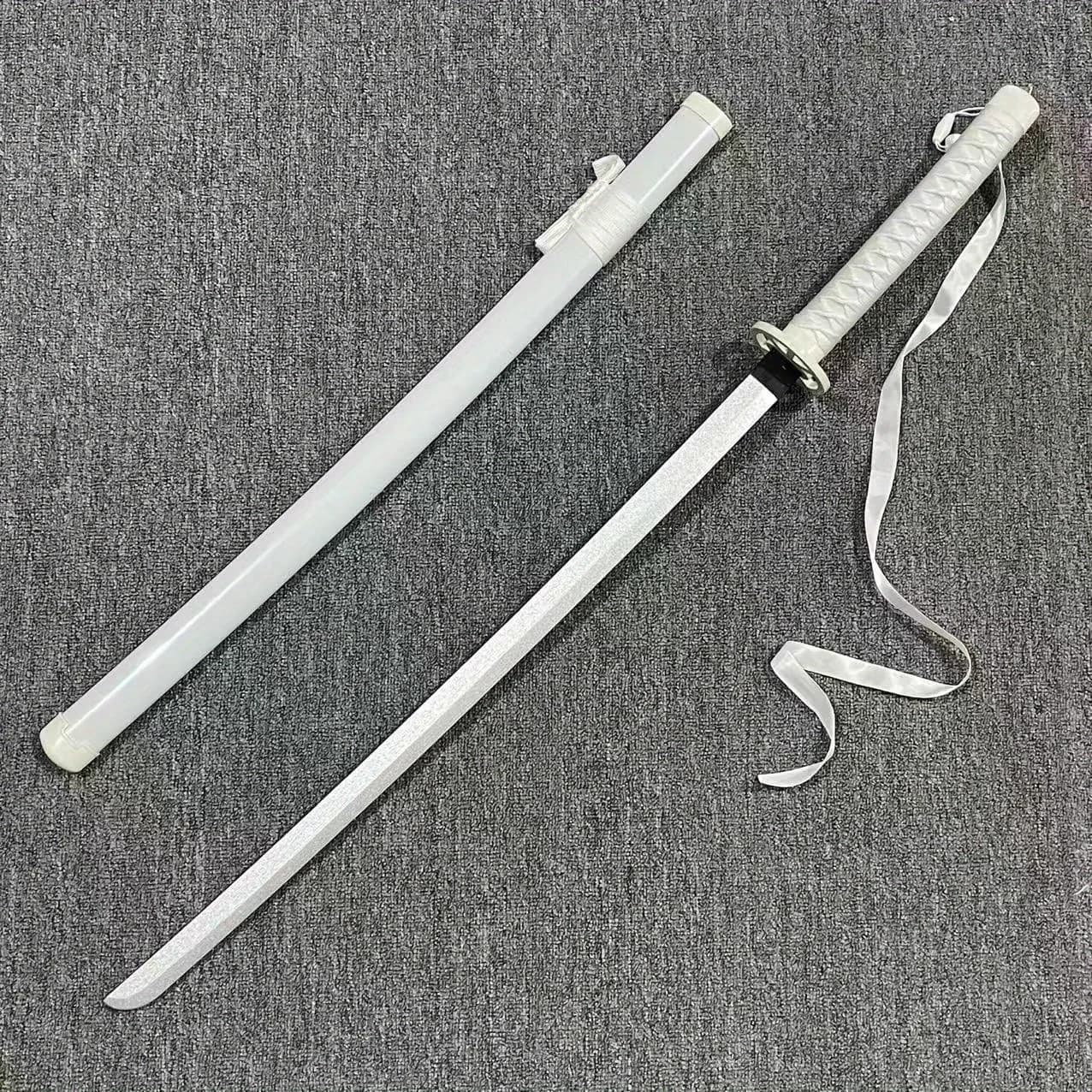 Katana Branca Rukia de 40 polegadas, Espada Samurai Original do Anime Bleach, Prop para Cosplay, Katana Japonesa em Tamanho Real, Faca Ninja,