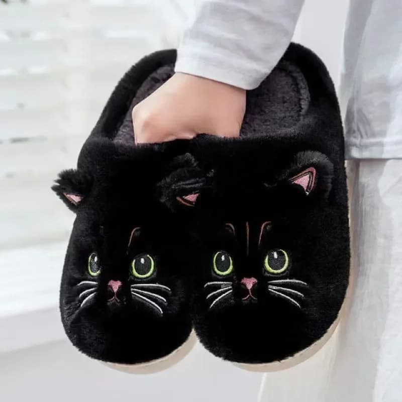 Chinelos de gato fofo peludo feminino casa plataforma chinelos homens inverno slides de pelúcia interior chinelos felpudos lindos sapatos de algodão