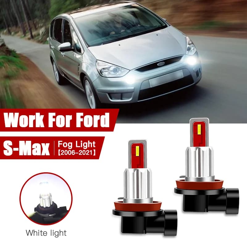 2 pçs led lâmpada de nevoeiro do carro para ford s-max 2006 2007 2008 2009 2010-2021 h11/h8 frente nevoeiro lâmpada acessórios do carro canbus