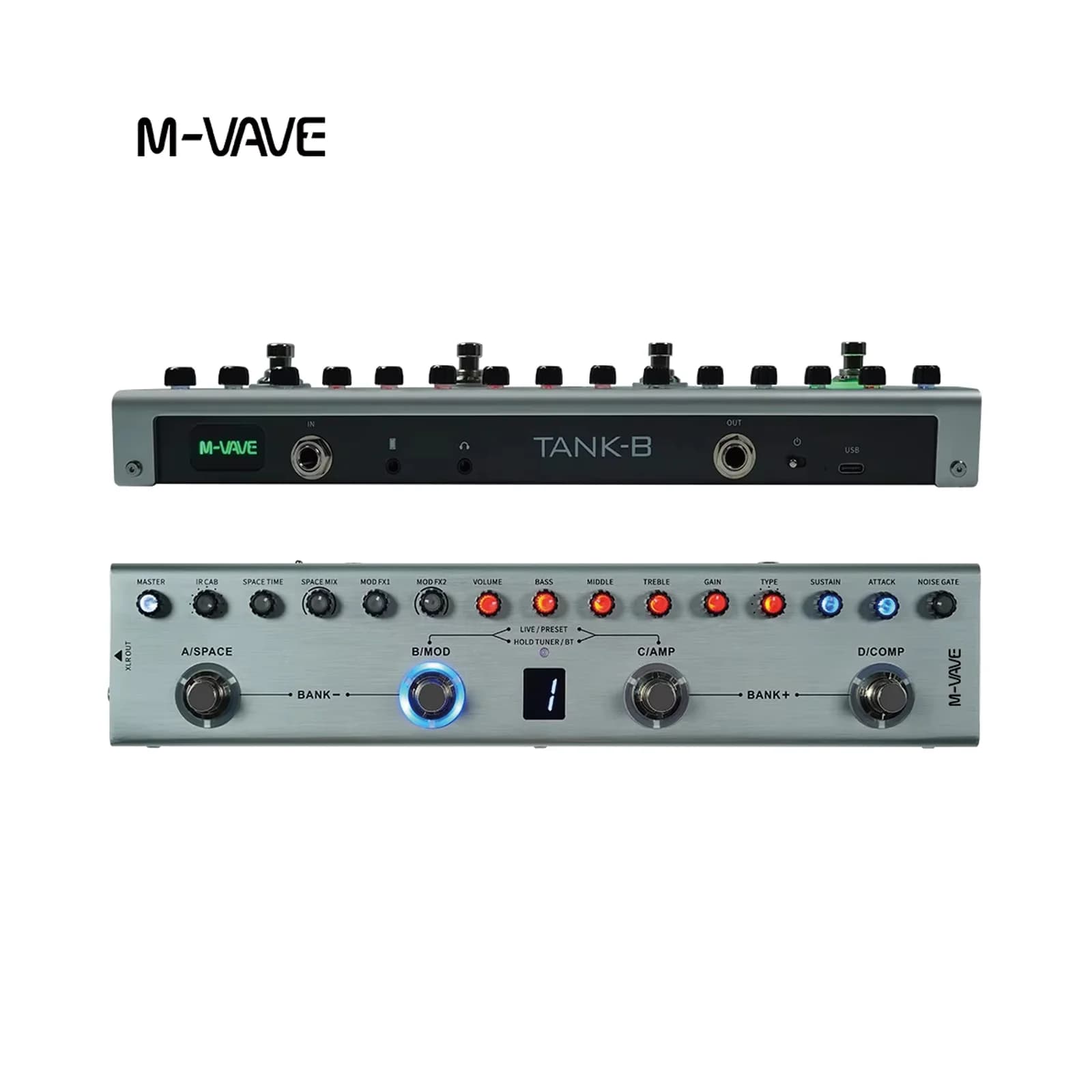 Pedal de guitarra multiefeitos M-VAVE Tank B - Processador multifuncional digital para acessórios de guitarristas