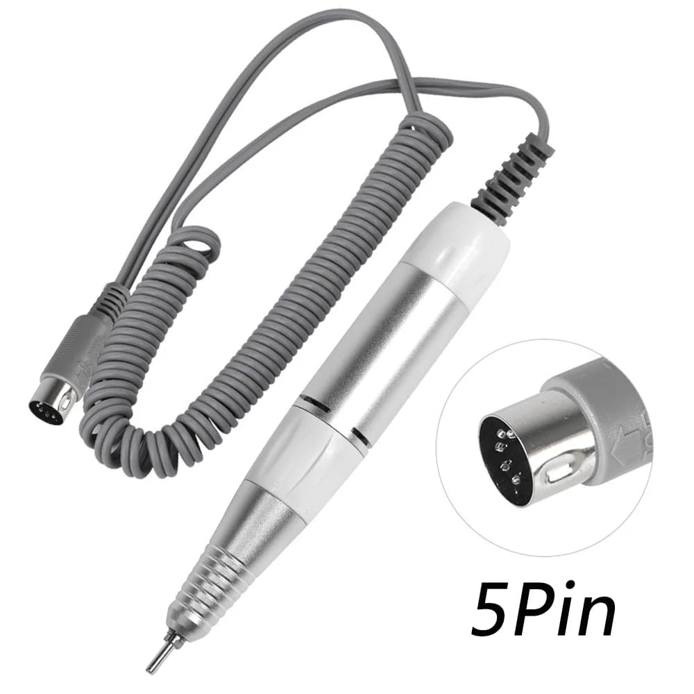 Caneta elétrica para broca de unhas, 5 pinos, alça, lixa, máquina de moagem, peça de mão, manicure, pedicure, ferramenta, acessórios de broca de