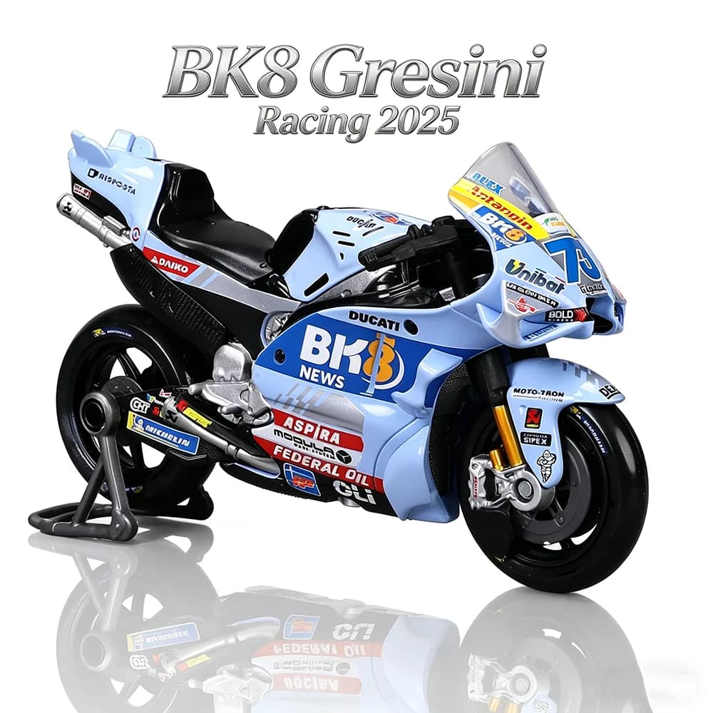 Maisto 1:18 # 73 Alex Marquez # 54 Giannantonio 2025 BK8 Gresini Racing Moto GP Modelo de Motocicleta em Liga Fundida Colecionável Brinquedo de