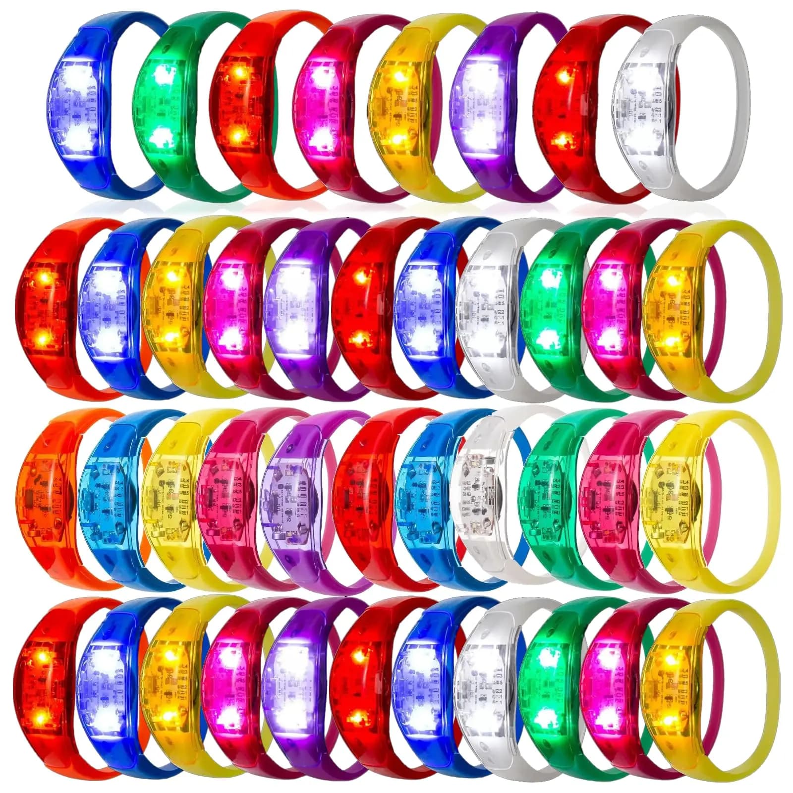 10-300pc led brilho pulseiras som ativado piscando luz acima pulseira luminosa para véspera de ano novo concerto de controle de música