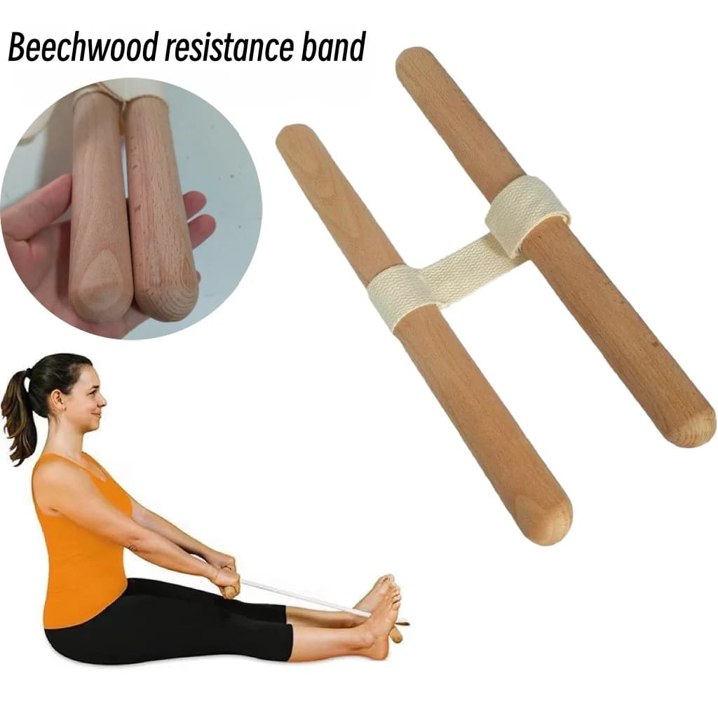 Faixa de resistência de faia alça de madeira portátil equipamento de treinamento muscular ombro articulação reabilitação alongamento yoga