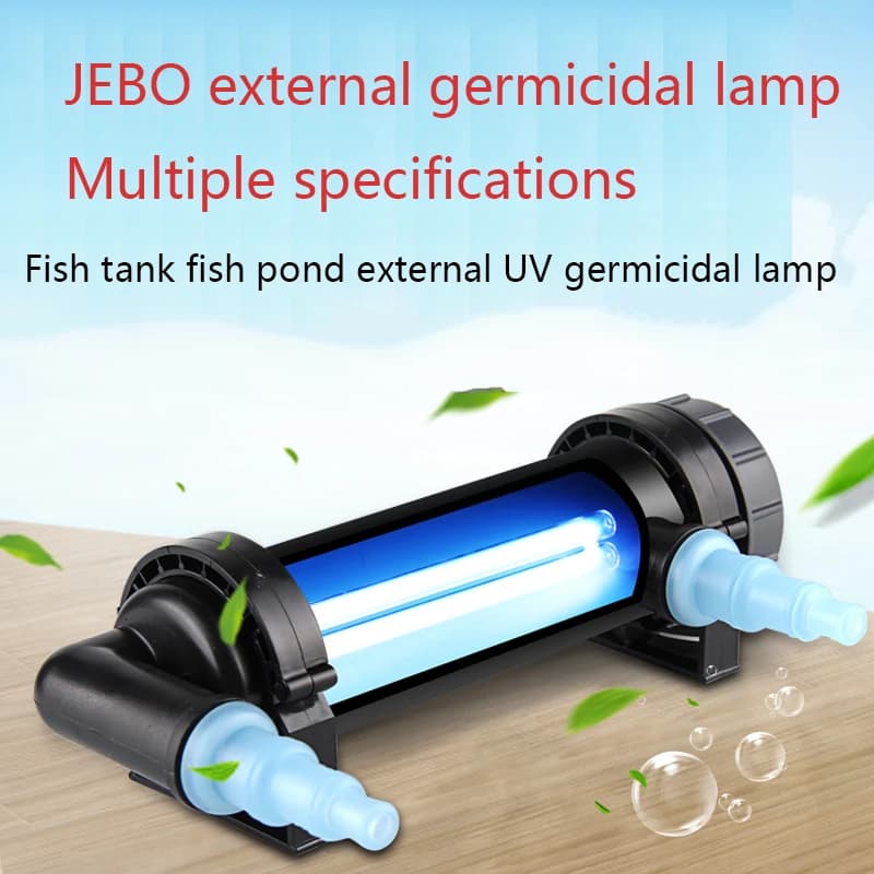 JEBO 220 ~ 240V 5W ~ 36W Lâmpada esterilizadora UV Luz limpador de água para aquário lagoa tanque de peixes filtro ultravioleta clarificador
