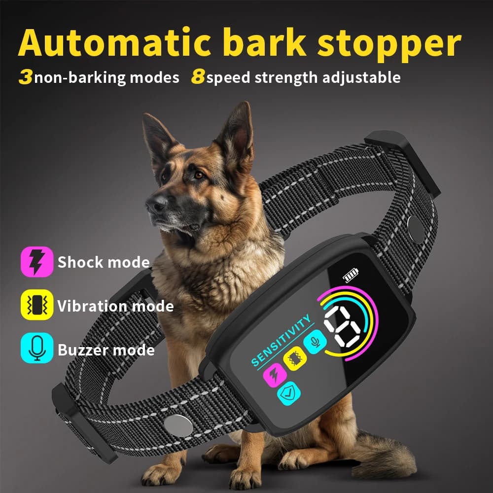 Dog Training Collar Automático, Anti Casca, Tipo-C, Recarregável Dog Trainer, Vibração de Choque Elétrico, Buzzer, Impermeável