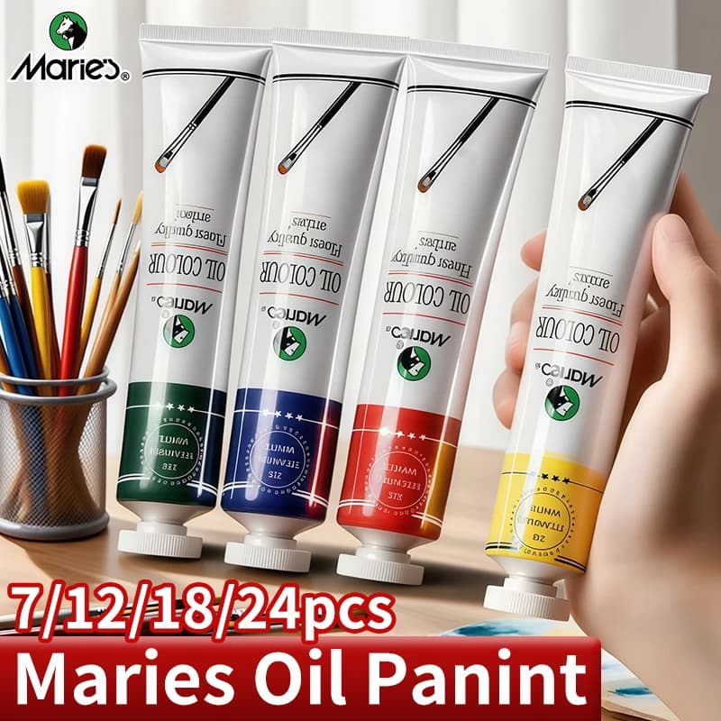 7/12/18/24 pçs marie 50ml/1.7oz conjunto de pintura a óleo tubos-kit de suprimentos de pintura a óleo, alto pigmento e mistura suave, textura de
