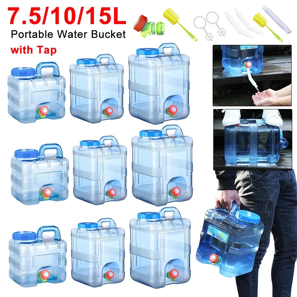 Recipiente de água potável com spray, Camping tanque de água, grande capacidade de armazenamento transportadora, caminhadas e carro, 7.5 L, 10 L,