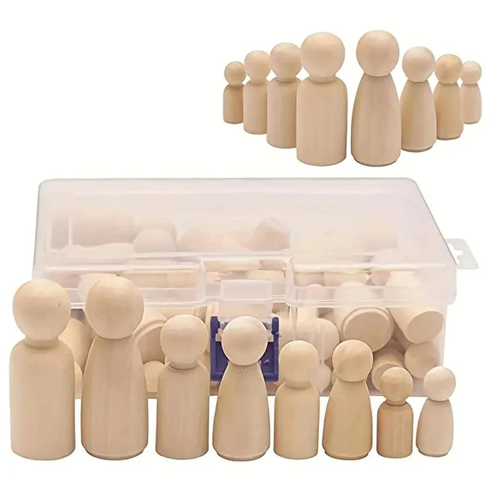50 pçs inacabado peg de madeira bonecas peg de madeira pessoas figuras para diy arte artesanato pintura peg jogo decoração de festa em casa