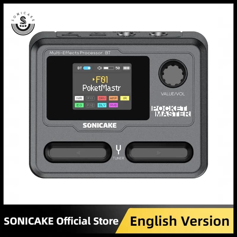 Sonicake bolso mestre mini guitarra baixo amp 100 + multi-efeitos pedal controle app 1.77 "tela lcd colorida bateria embutida QME-10