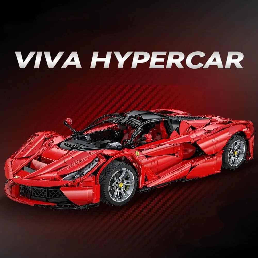 Blocos de Montagem Viva Hypercar 1:8, Carro de Corrida Luxuoso e Esportivo, Modelo de Veículo Supercarro, Brinquedo para Meninos e Presente para