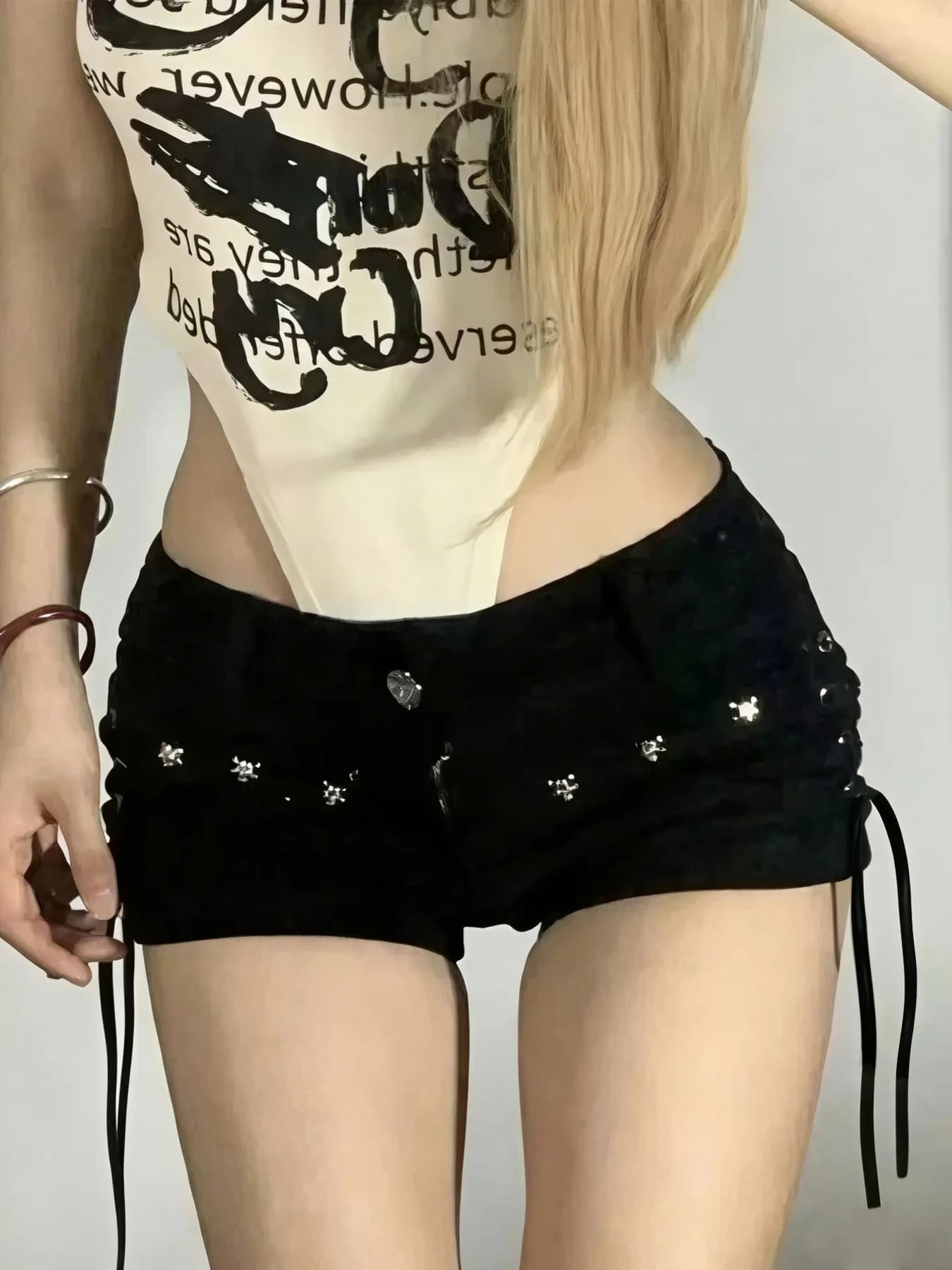 Shorts feminino magro criatividade rendas popular streetwear personalidade diária estudantes férias moda sexy americano retro lazer
