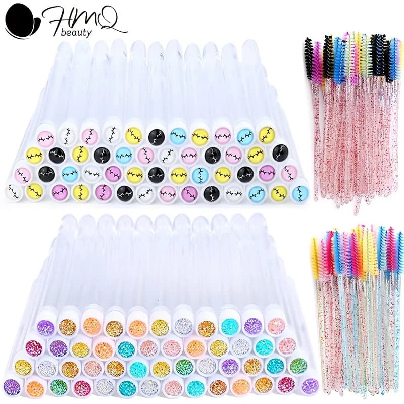 100 pçs diamante sobrancelha escova tubo vazio reutilizável lash rímel varinha caso substituível cristal escova de cílios à prova de poeira