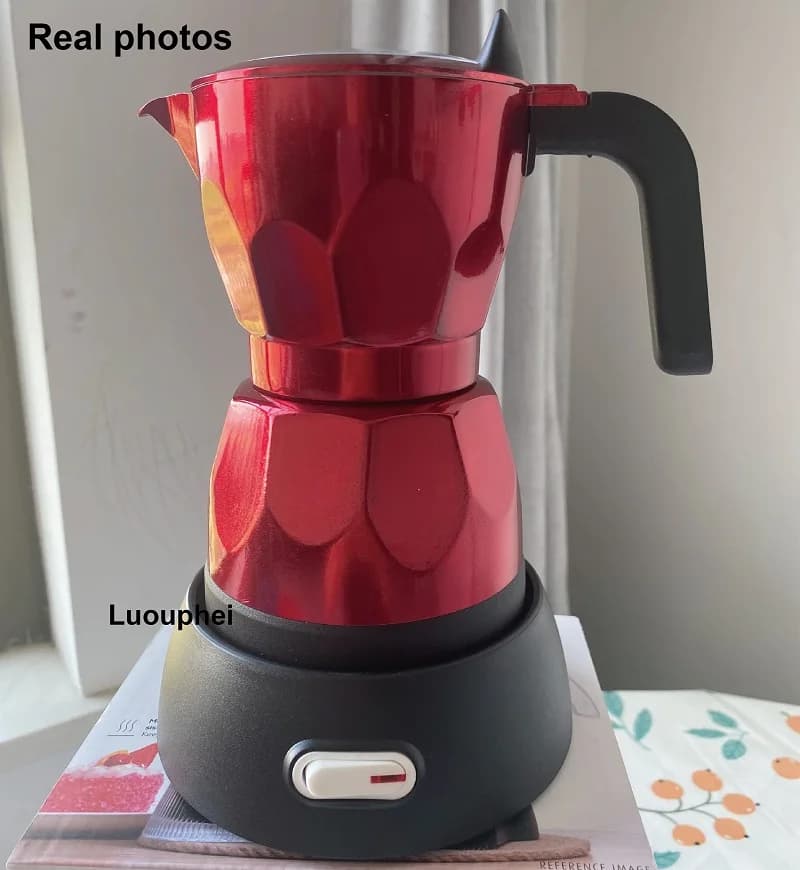 110v/220v cafeteira elétrica portátil de alumínio mocha pote elétrico italiano cafeteira percolador para casa vermelho 150ml/3 copos