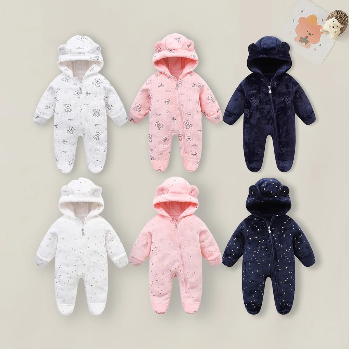 Aynigell 0-12m dos desenhos animados recém-nascido bodysuit quente macacão macio roupas de bebê recém-nascido flanela outono inverno bebê meninos